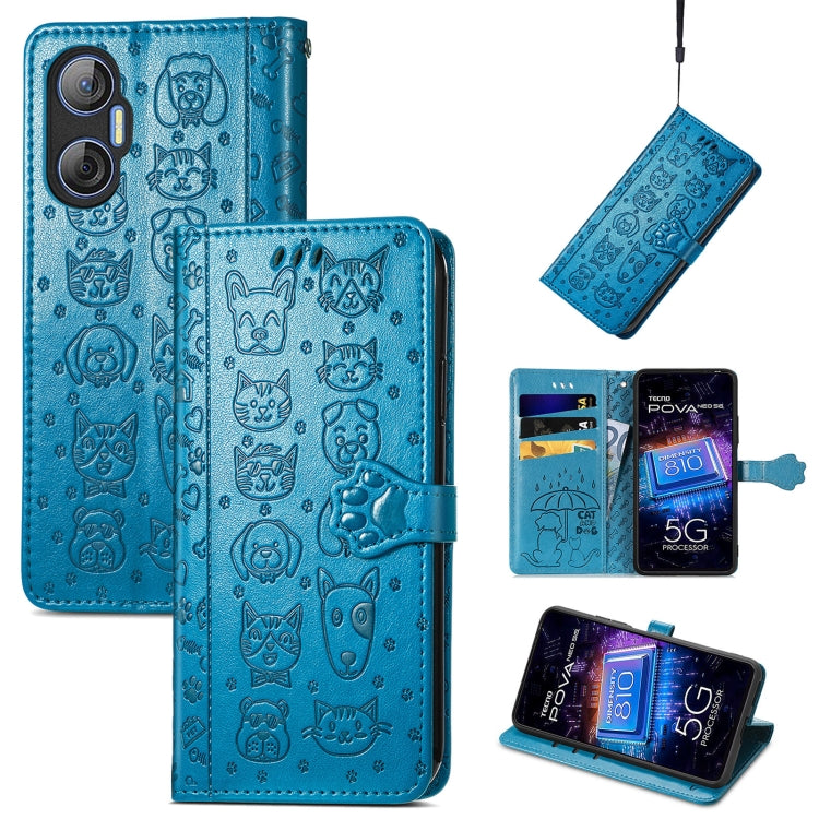 Custodia per telefono in pelle goffrata con gatto e cane, For Tecno Pova Neo 5G, For vivo S15e, For Samsung Galaxy A14 4G