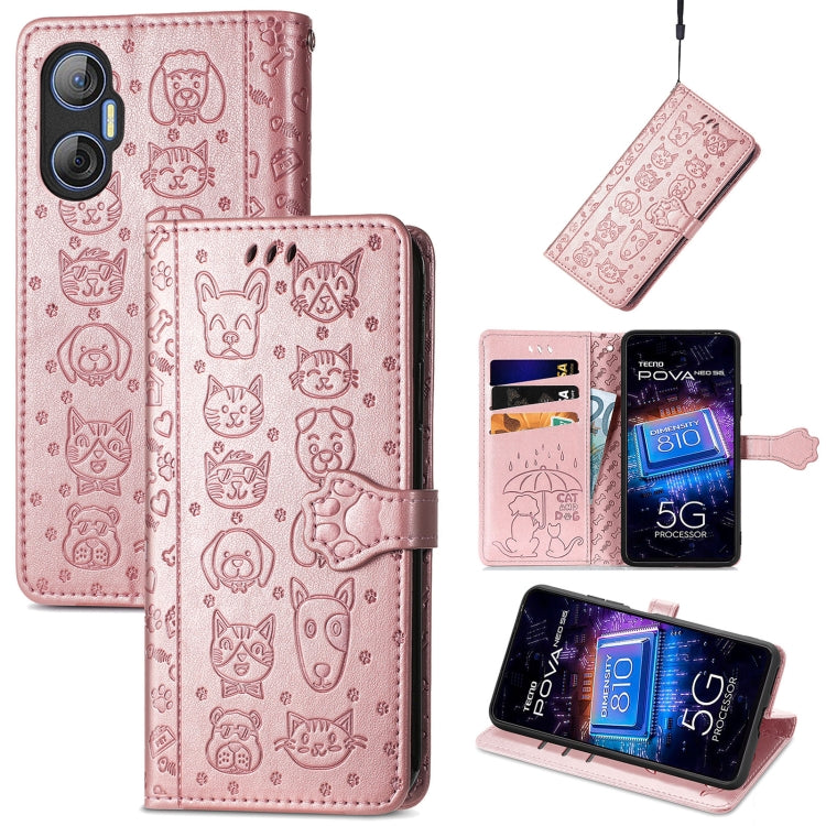 Custodia per telefono in pelle goffrata con gatto e cane, For Tecno Pova Neo 5G, For vivo S15e, For Samsung Galaxy A14 4G