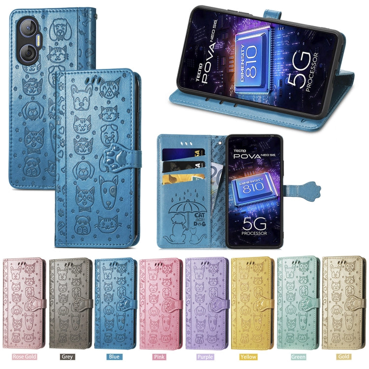 Custodia per telefono in pelle goffrata con gatto e cane, For Tecno Pova Neo 5G, For vivo S15e, For Samsung Galaxy A14 4G