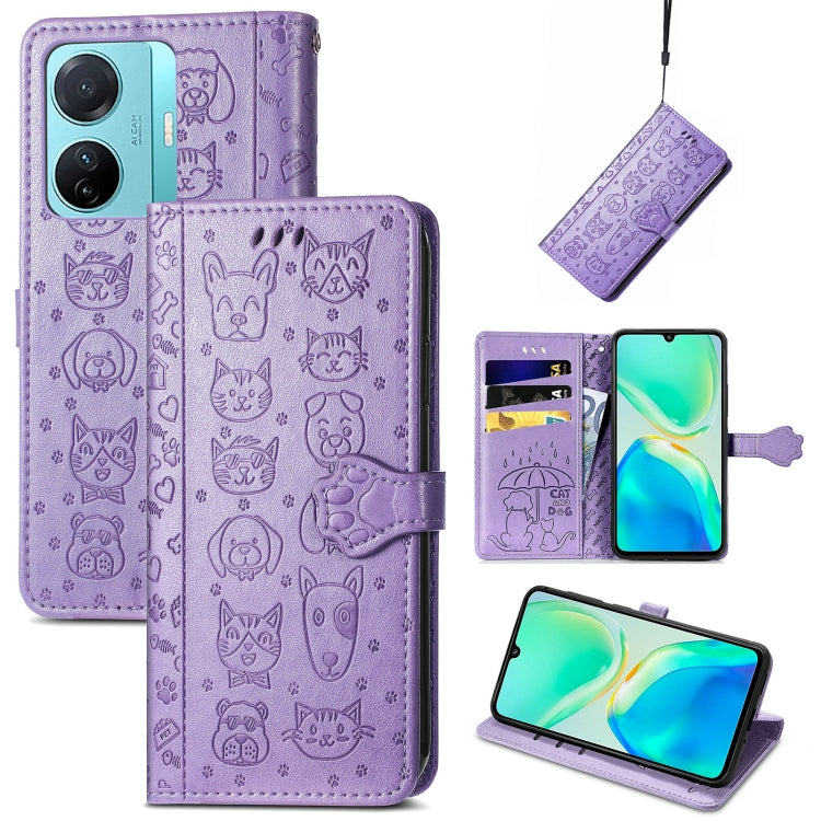 Custodia per telefono in pelle goffrata con gatto e cane, For Tecno Pova Neo 5G, For vivo S15e, For Samsung Galaxy A14 4G
