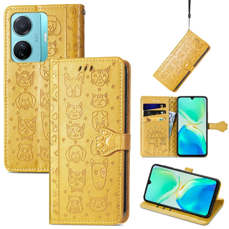 Custodia per telefono in pelle goffrata con gatto e cane, For Tecno Pova Neo 5G, For vivo S15e, For Samsung Galaxy A14 4G