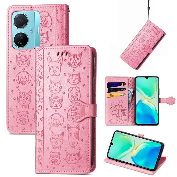 Custodia per telefono in pelle goffrata con gatto e cane, For Tecno Pova Neo 5G, For vivo S15e, For Samsung Galaxy A14 4G
