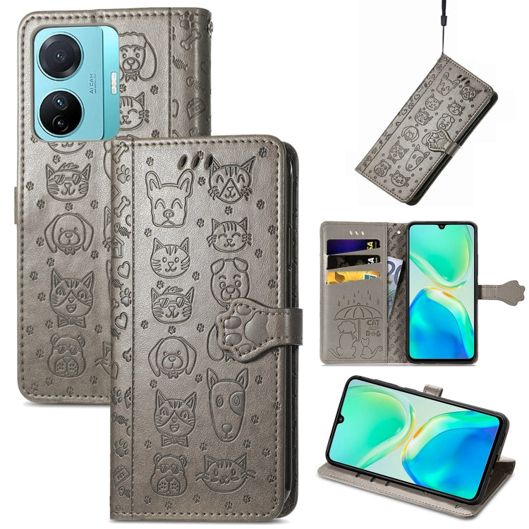 Custodia per telefono in pelle goffrata con gatto e cane, For Tecno Pova Neo 5G, For vivo S15e, For Samsung Galaxy A14 4G