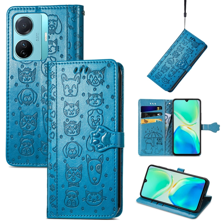 Custodia per telefono in pelle goffrata con gatto e cane, For Tecno Pova Neo 5G, For vivo S15e, For Samsung Galaxy A14 4G