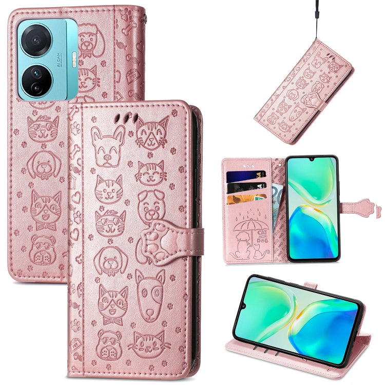 Custodia per telefono in pelle goffrata con gatto e cane, For Tecno Pova Neo 5G, For vivo S15e, For Samsung Galaxy A14 4G