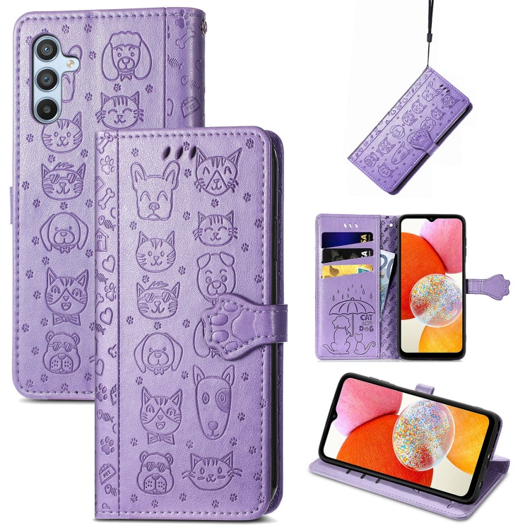 Custodia per telefono in pelle goffrata con gatto e cane, For Tecno Pova Neo 5G, For vivo S15e, For Samsung Galaxy A14 4G
