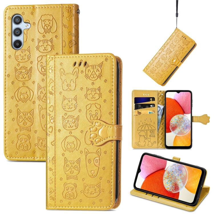 Custodia per telefono in pelle goffrata con gatto e cane, For Tecno Pova Neo 5G, For vivo S15e, For Samsung Galaxy A14 4G