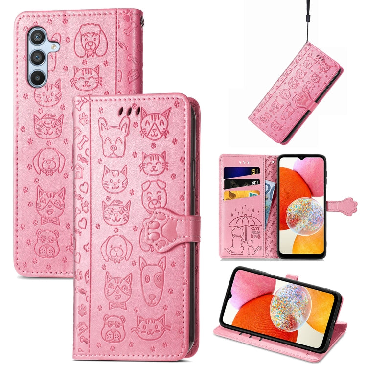 Custodia per telefono in pelle goffrata con gatto e cane, For Tecno Pova Neo 5G, For vivo S15e, For Samsung Galaxy A14 4G