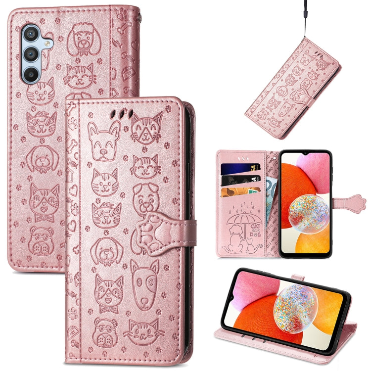 Custodia per telefono in pelle goffrata con gatto e cane, For Tecno Pova Neo 5G, For vivo S15e, For Samsung Galaxy A14 4G