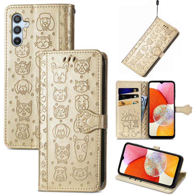 Custodia per telefono in pelle goffrata con gatto e cane, For Tecno Pova Neo 5G, For vivo S15e, For Samsung Galaxy A14 4G