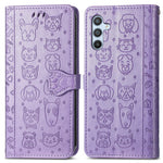 Custodia per telefono in pelle goffrata con gatto e cane, For Samsung Galaxy A34 5G