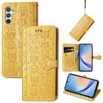Custodia per telefono in pelle goffrata con gatto e cane, For Samsung Galaxy A34 5G