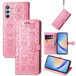 Custodia per telefono in pelle goffrata con gatto e cane, For Samsung Galaxy A34 5G