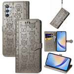 Custodia per telefono in pelle goffrata con gatto e cane, For Samsung Galaxy A34 5G