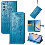 Custodia per telefono in pelle goffrata con gatto e cane, For Samsung Galaxy A34 5G