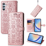 Custodia per telefono in pelle goffrata con gatto e cane, For Samsung Galaxy A34 5G