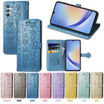Custodia per telefono in pelle goffrata con gatto e cane, For Samsung Galaxy A34 5G