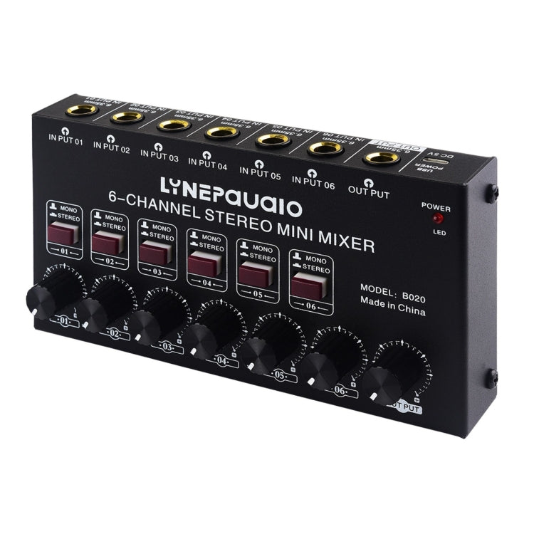 Mini mixer audio stereo 6 canali per strumenti musicali