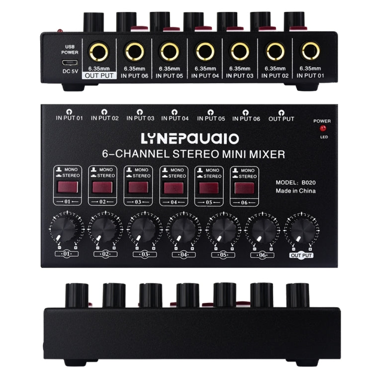 Mini mixer audio stereo 6 canali per strumenti musicali