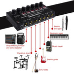 Mini mixer audio stereo 6 canali per strumenti musicali