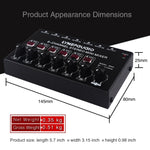 Mini mixer audio stereo 6 canali per strumenti musicali