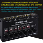 Mini mixer audio stereo 6 canali per strumenti musicali