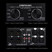 Passive stereo selector with fully balanced XLR signal from 3 inputs to 3 outputs, B033