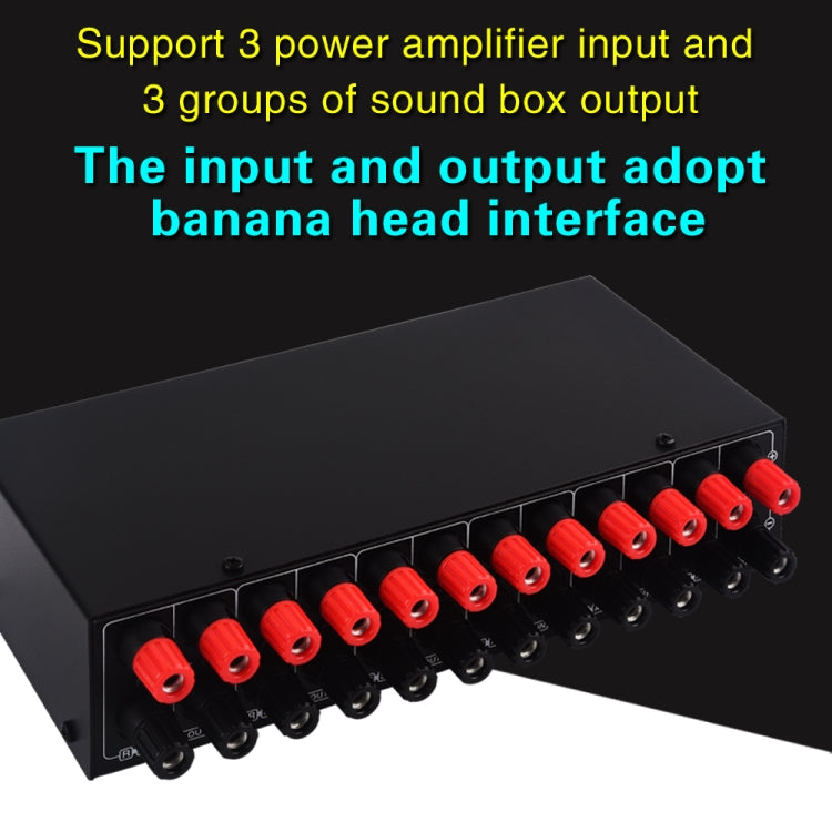 Amplificatore di potenza a 3 ingressi e 3 uscite e commutatore di altoparlanti Comparatore di splitter per interruttori di altoparlanti 300 W per canale senza perdita di qualità del suono, B037