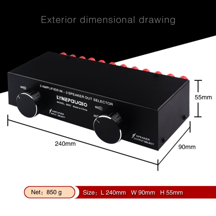 Amplificatore di potenza a 3 ingressi e 3 uscite e commutatore di altoparlanti Comparatore di splitter per interruttori di altoparlanti 300 W per canale senza perdita di qualità del suono, B037