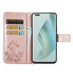 Custodia per telefono in pelle con fibbia in rilievo con chiusura a quattro foglie, For Honor Magic5 Pro, For Honor Magic5, For Motorola Moto E13, For Motorola Moto E22 4G