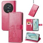 Custodia per telefono in pelle con fibbia in rilievo con chiusura a quattro foglie, For Honor Magic5 Pro, For Honor Magic5, For Motorola Moto E13, For Motorola Moto E22 4G
