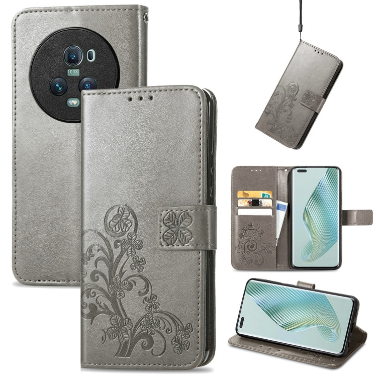 Custodia per telefono in pelle con fibbia in rilievo con chiusura a quattro foglie, For Honor Magic5 Pro, For Honor Magic5, For Motorola Moto E13, For Motorola Moto E22 4G