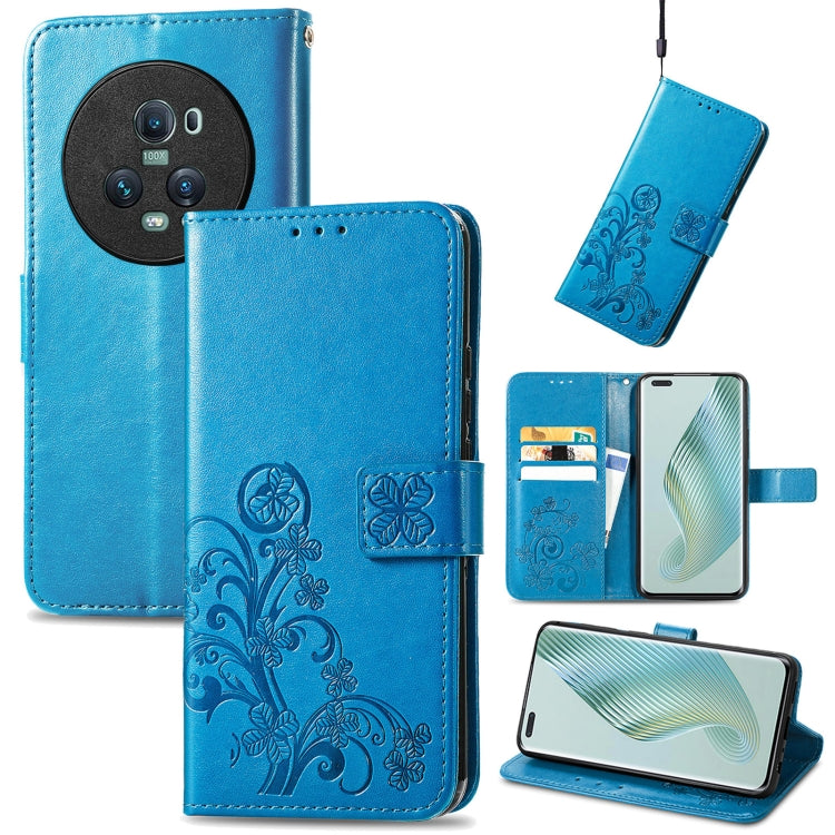 Custodia per telefono in pelle con fibbia in rilievo con chiusura a quattro foglie, For Honor Magic5 Pro, For Honor Magic5, For Motorola Moto E13, For Motorola Moto E22 4G