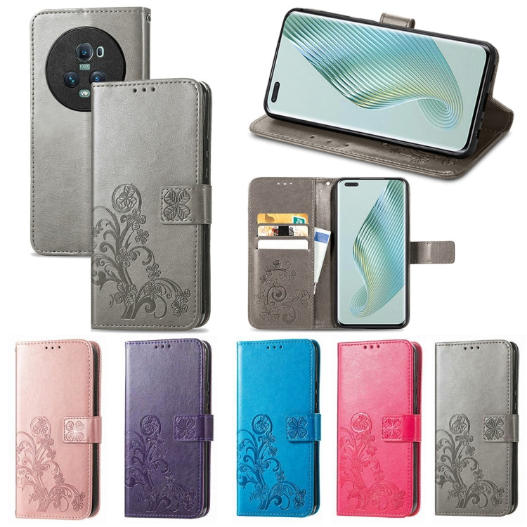 Custodia per telefono in pelle con fibbia in rilievo con chiusura a quattro foglie, For Honor Magic5 Pro, For Honor Magic5, For Motorola Moto E13, For Motorola Moto E22 4G