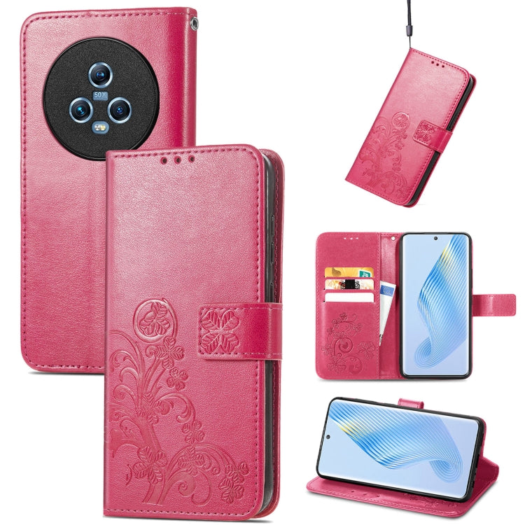 Custodia per telefono in pelle con fibbia in rilievo con chiusura a quattro foglie, For Honor Magic5 Pro, For Honor Magic5, For Motorola Moto E13, For Motorola Moto E22 4G