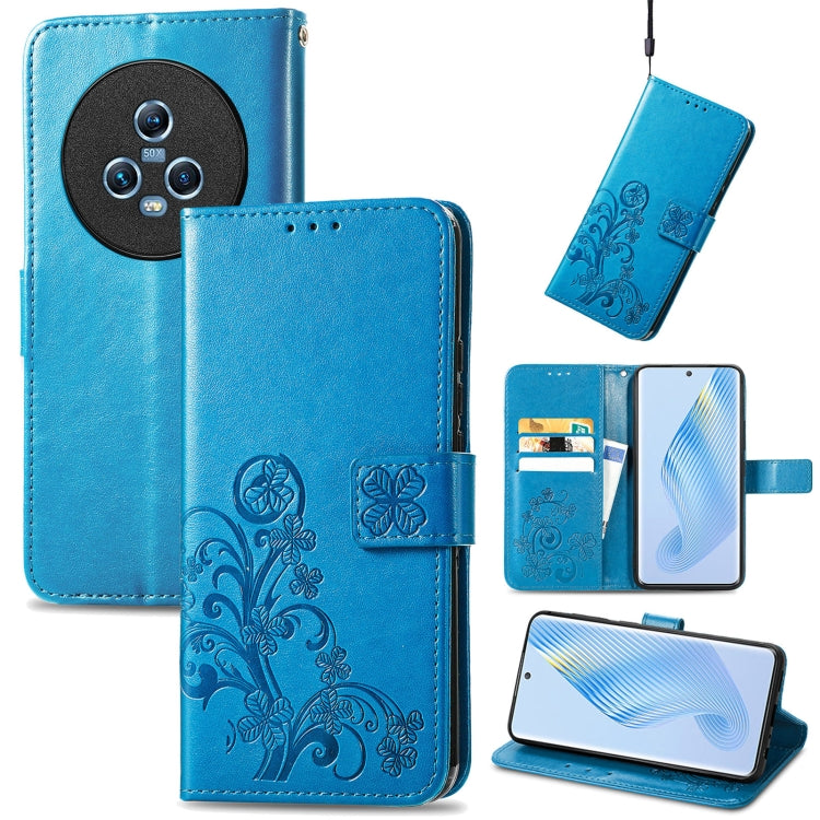 Custodia per telefono in pelle con fibbia in rilievo con chiusura a quattro foglie, For Honor Magic5 Pro, For Honor Magic5, For Motorola Moto E13, For Motorola Moto E22 4G
