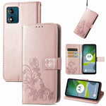 Custodia per telefono in pelle con fibbia in rilievo con chiusura a quattro foglie, For Honor Magic5 Pro, For Honor Magic5, For Motorola Moto E13, For Motorola Moto E22 4G