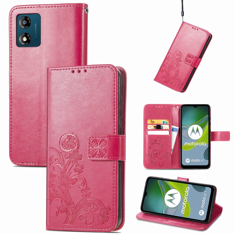 Custodia per telefono in pelle con fibbia in rilievo con chiusura a quattro foglie, For Honor Magic5 Pro, For Honor Magic5, For Motorola Moto E13, For Motorola Moto E22 4G