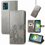 Custodia per telefono in pelle con fibbia in rilievo con chiusura a quattro foglie, For Honor Magic5 Pro, For Honor Magic5, For Motorola Moto E13, For Motorola Moto E22 4G