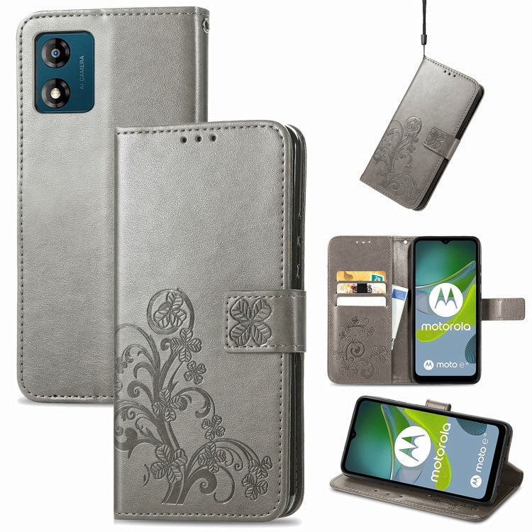 Custodia per telefono in pelle con fibbia in rilievo con chiusura a quattro foglie, For Honor Magic5 Pro, For Honor Magic5, For Motorola Moto E13, For Motorola Moto E22 4G