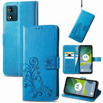 Custodia per telefono in pelle con fibbia in rilievo con chiusura a quattro foglie, For Honor Magic5 Pro, For Honor Magic5, For Motorola Moto E13, For Motorola Moto E22 4G
