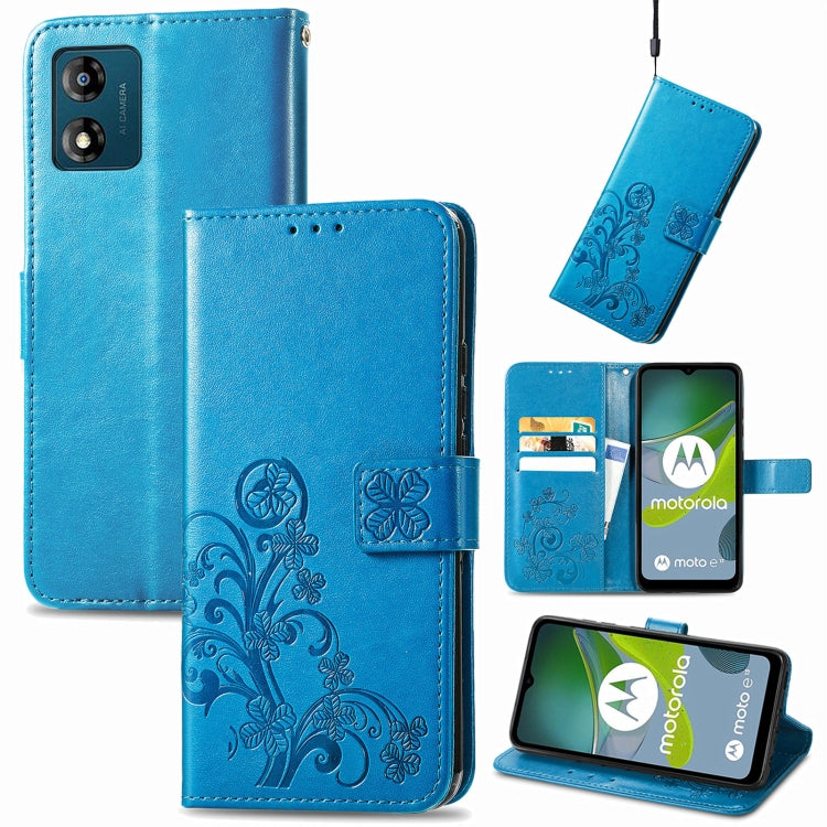 Custodia per telefono in pelle con fibbia in rilievo con chiusura a quattro foglie, For Honor Magic5 Pro, For Honor Magic5, For Motorola Moto E13, For Motorola Moto E22 4G