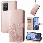 Custodia per telefono in pelle con fibbia in rilievo con chiusura a quattro foglie, For Honor Magic5 Pro, For Honor Magic5, For Motorola Moto E13, For Motorola Moto E22 4G