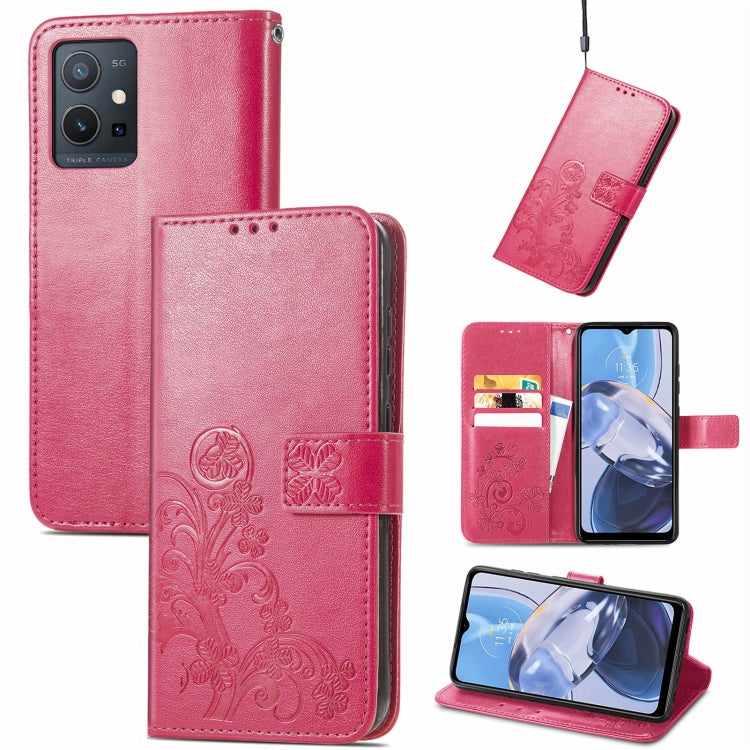 Custodia per telefono in pelle con fibbia in rilievo con chiusura a quattro foglie, For Honor Magic5 Pro, For Honor Magic5, For Motorola Moto E13, For Motorola Moto E22 4G