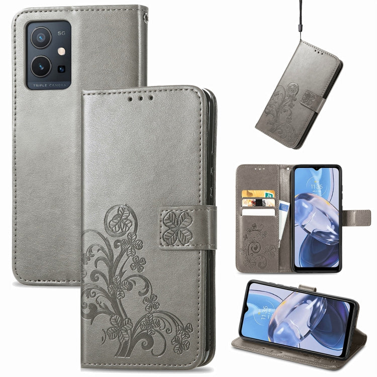 Custodia per telefono in pelle con fibbia in rilievo con chiusura a quattro foglie, For Honor Magic5 Pro, For Honor Magic5, For Motorola Moto E13, For Motorola Moto E22 4G