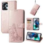 Custodia per telefono in pelle con fibbia in rilievo con chiusura a quattro foglie, For Motorola Moto G23, For OnePlus 11, For OPPO Reno8 T 4G, For Realme GT Neo 5
