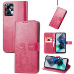 Custodia per telefono in pelle con fibbia in rilievo con chiusura a quattro foglie, For Motorola Moto G23, For OnePlus 11, For OPPO Reno8 T 4G, For Realme GT Neo 5