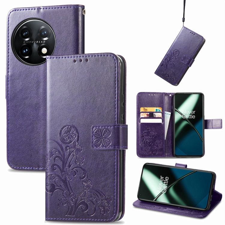 Custodia per telefono in pelle con fibbia in rilievo con chiusura a quattro foglie, For Motorola Moto G23, For OnePlus 11, For OPPO Reno8 T 4G, For Realme GT Neo 5