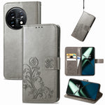 Custodia per telefono in pelle con fibbia in rilievo con chiusura a quattro foglie, For Motorola Moto G23, For OnePlus 11, For OPPO Reno8 T 4G, For Realme GT Neo 5