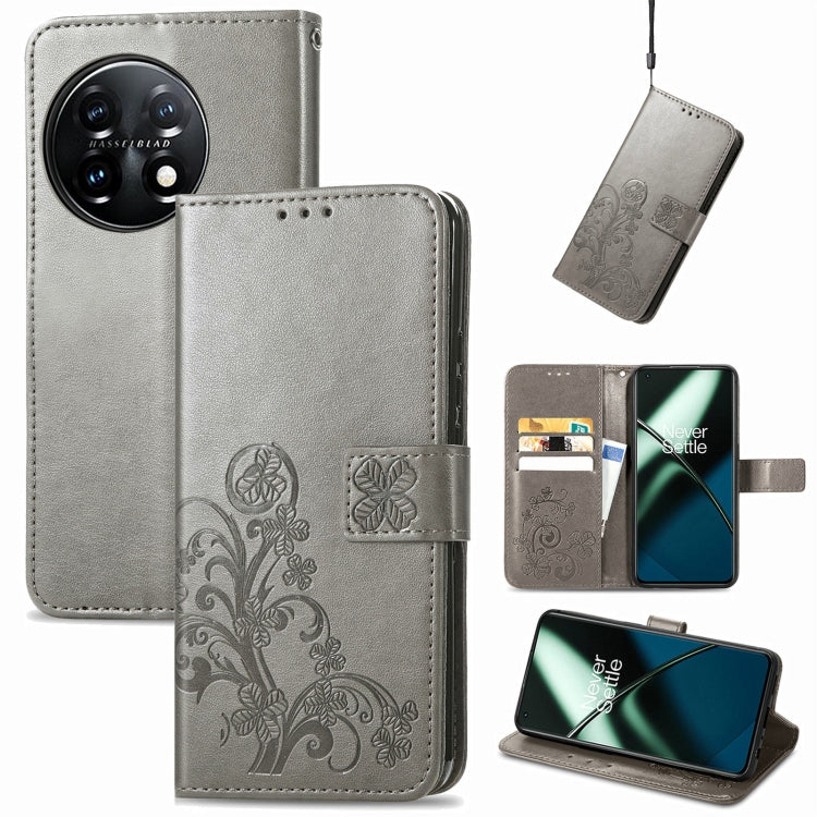 Custodia per telefono in pelle con fibbia in rilievo con chiusura a quattro foglie, For Motorola Moto G23, For OnePlus 11, For OPPO Reno8 T 4G, For Realme GT Neo 5